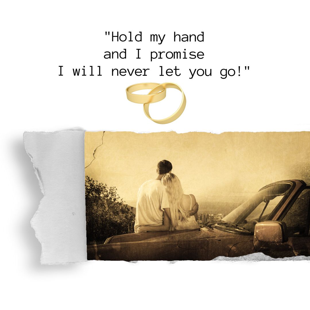 Romantic Couple Sitting on Car with Inspirational Love Quote - Download Free Stock Templates Pikwizard.com