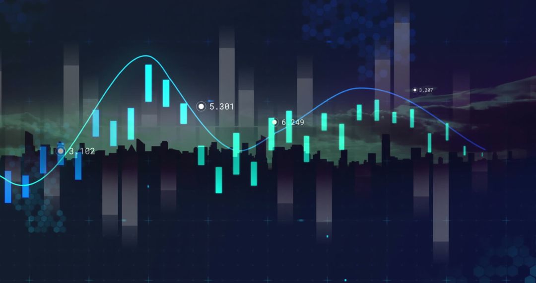 Financial Data Analytics Over Urban Skyline Backdrop