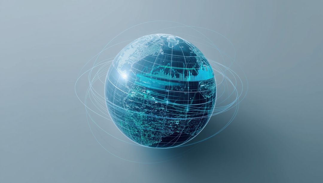 Holographic Globe with Digital Network Connectivity Concept