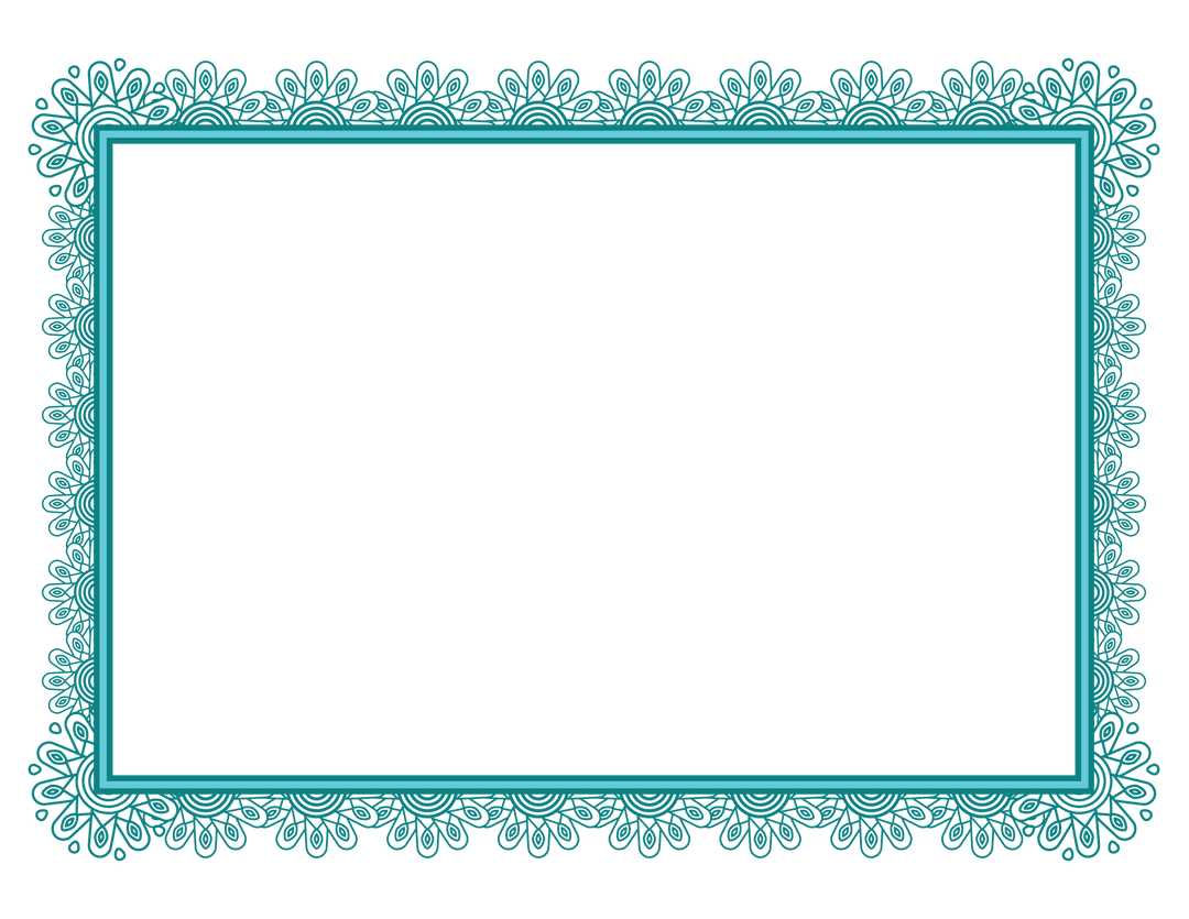 Aquamarine Patterned Frame on Transparent Background