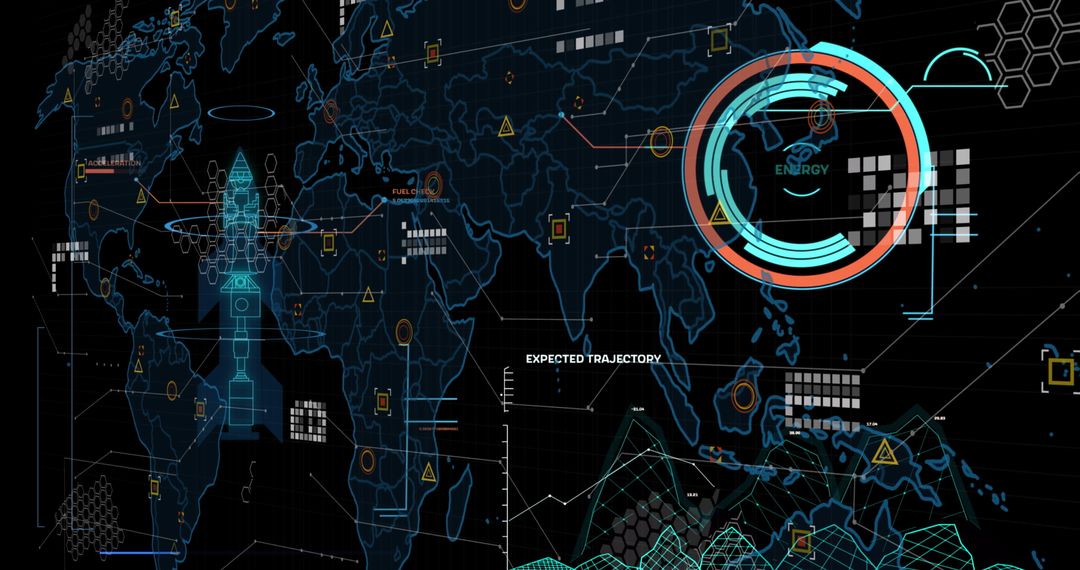 global data processing interface on cyber world map - Free Images, Stock Photos and Pictures on Pikwizard.com