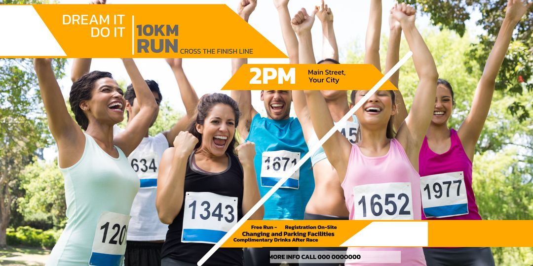 Excited Group Celebrating 10K Run Achievement