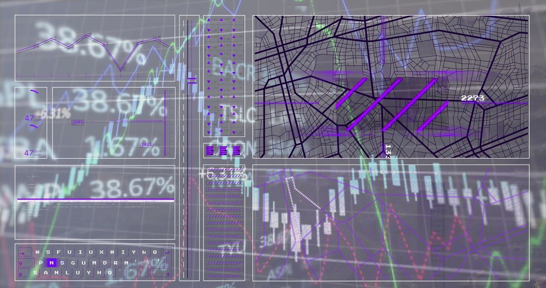 Technology Interface Overlaying Cityscape Analytic Concept