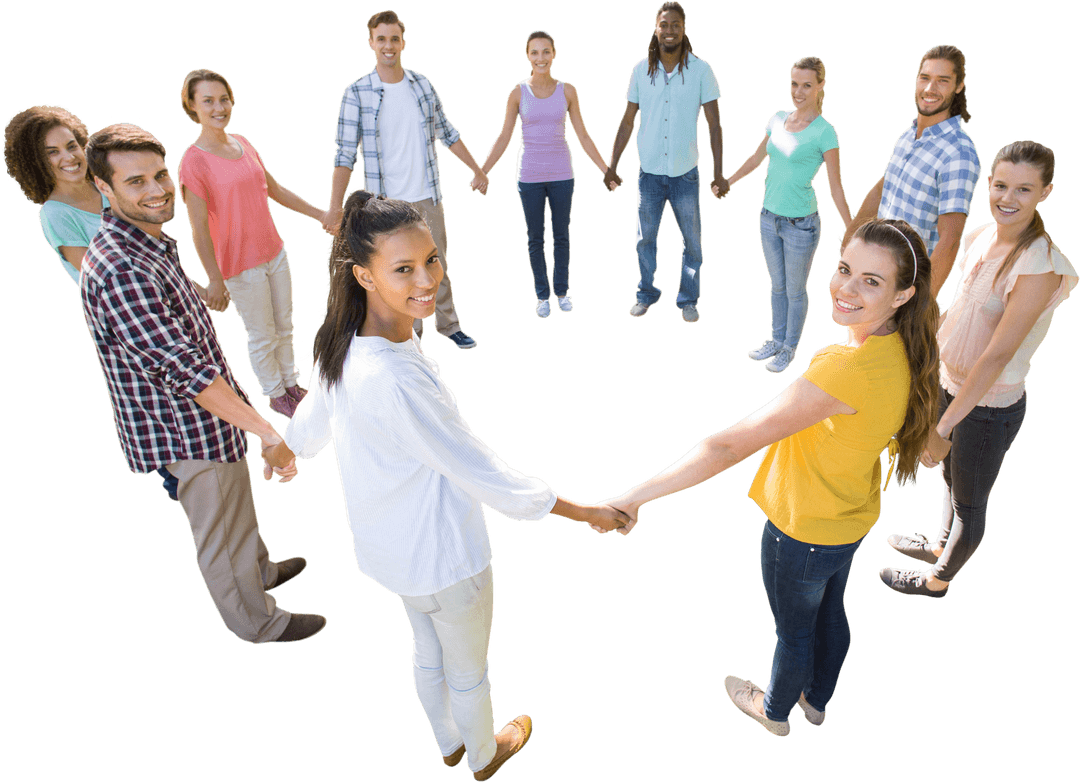 Diverse Group Holding Hands Forming Circle Transparent Concept