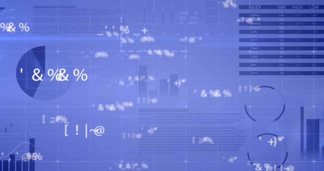 Digital Data Visualization on Blue Background for Analytical Insights