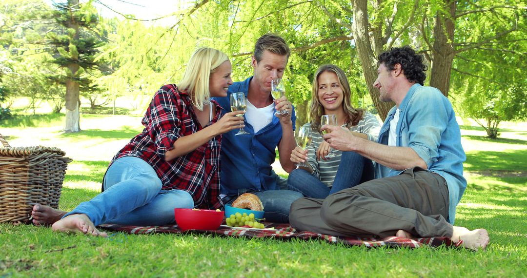 Group of Friends Enjoying Outdoor Picnic - Free Images, Stock Photos and Pictures on Pikwizard.com