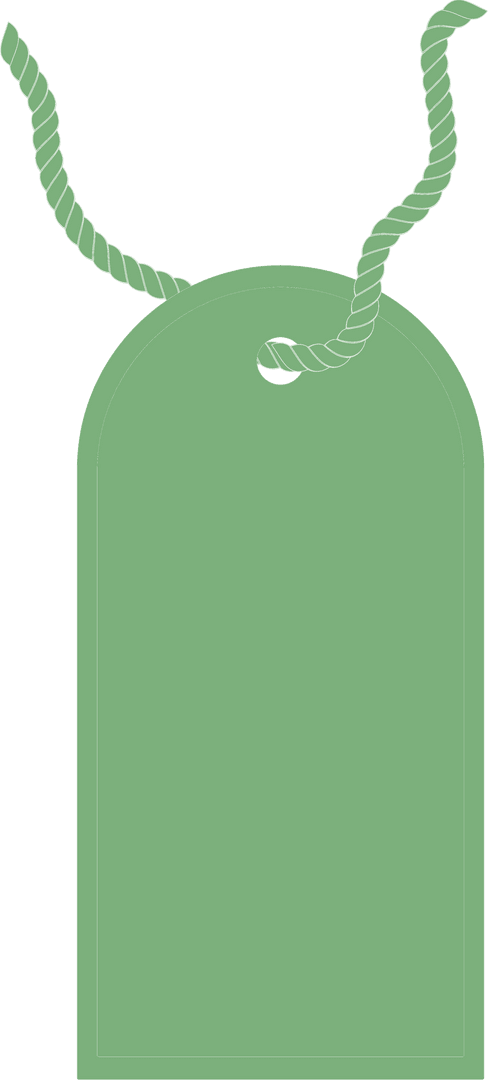 Green Gift Tag with Twisted String on Transparent Background