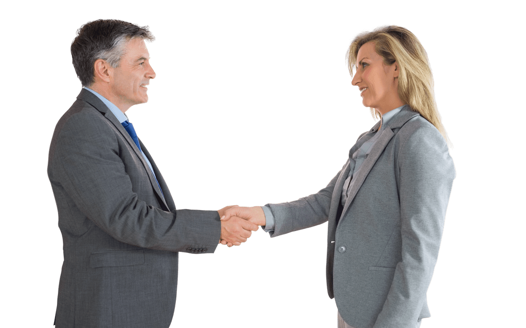 Transparent Mature Business Colleagues Shaking Hands Professionally