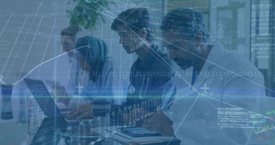 Business Team Analyzing Market Data with Technology in Modern Office