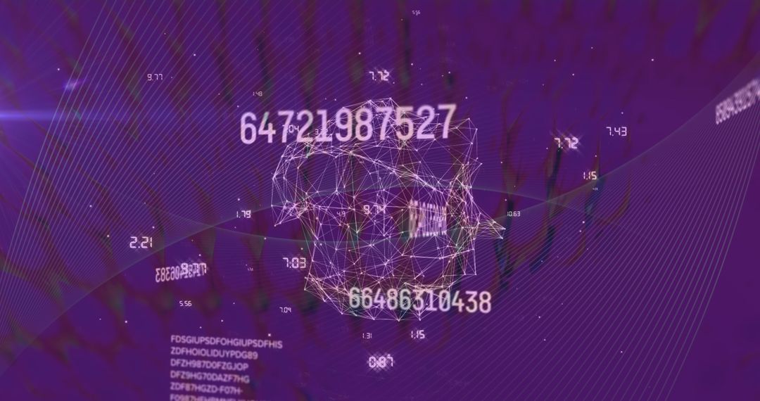 Abstract Data Network with Digital Connections on Purple Background