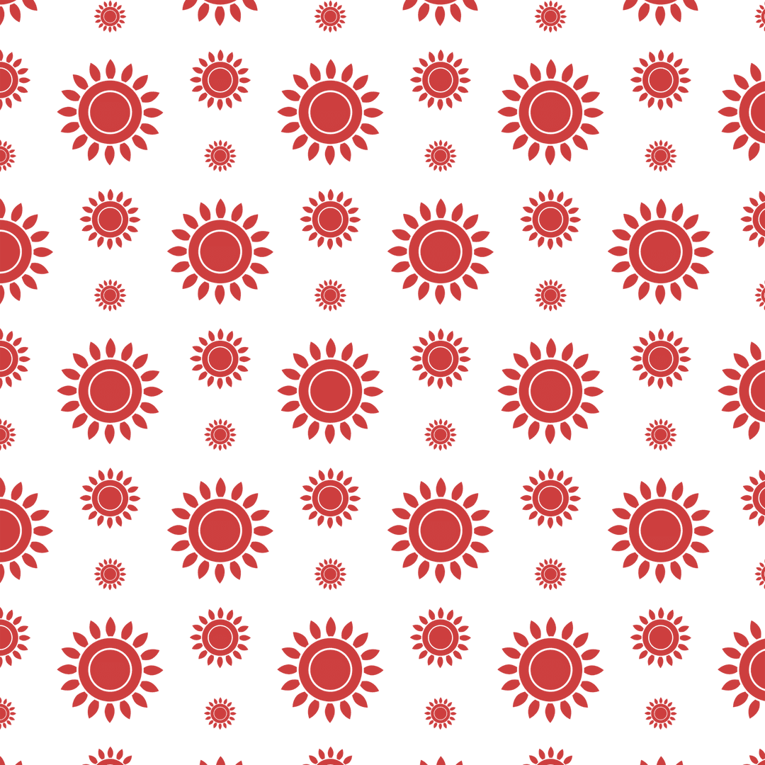 Seamless Red Flower Pattern on Transparent Background