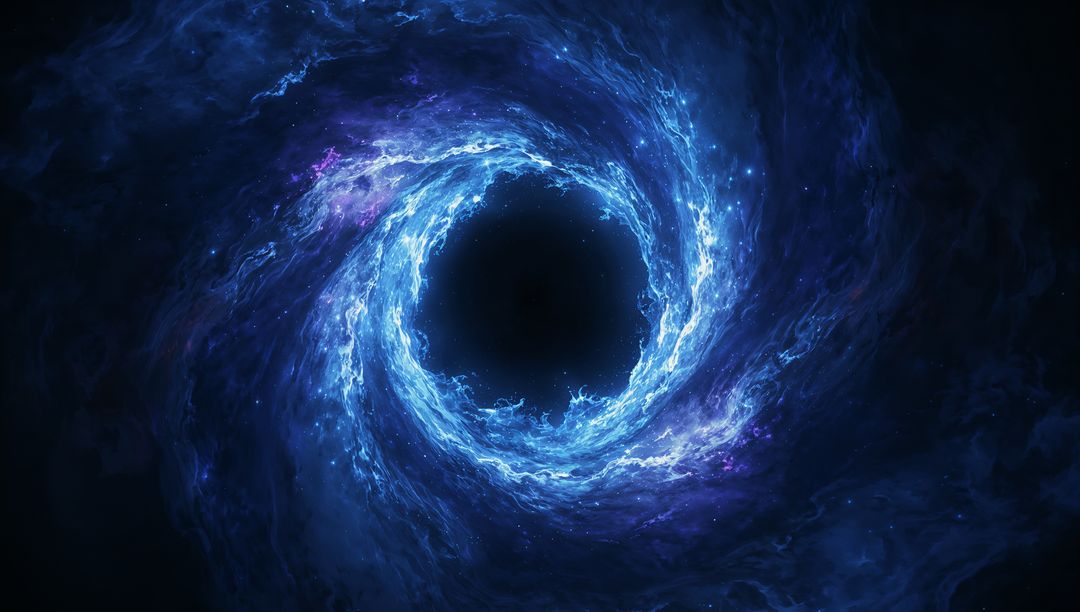 Cosmic Blue Vortex Portal with Glowing Gas in Deep Space