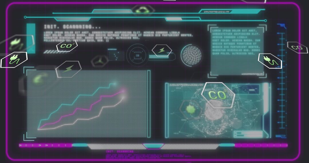Futuristic Holographic Dashboard Displaying Data and Visualization