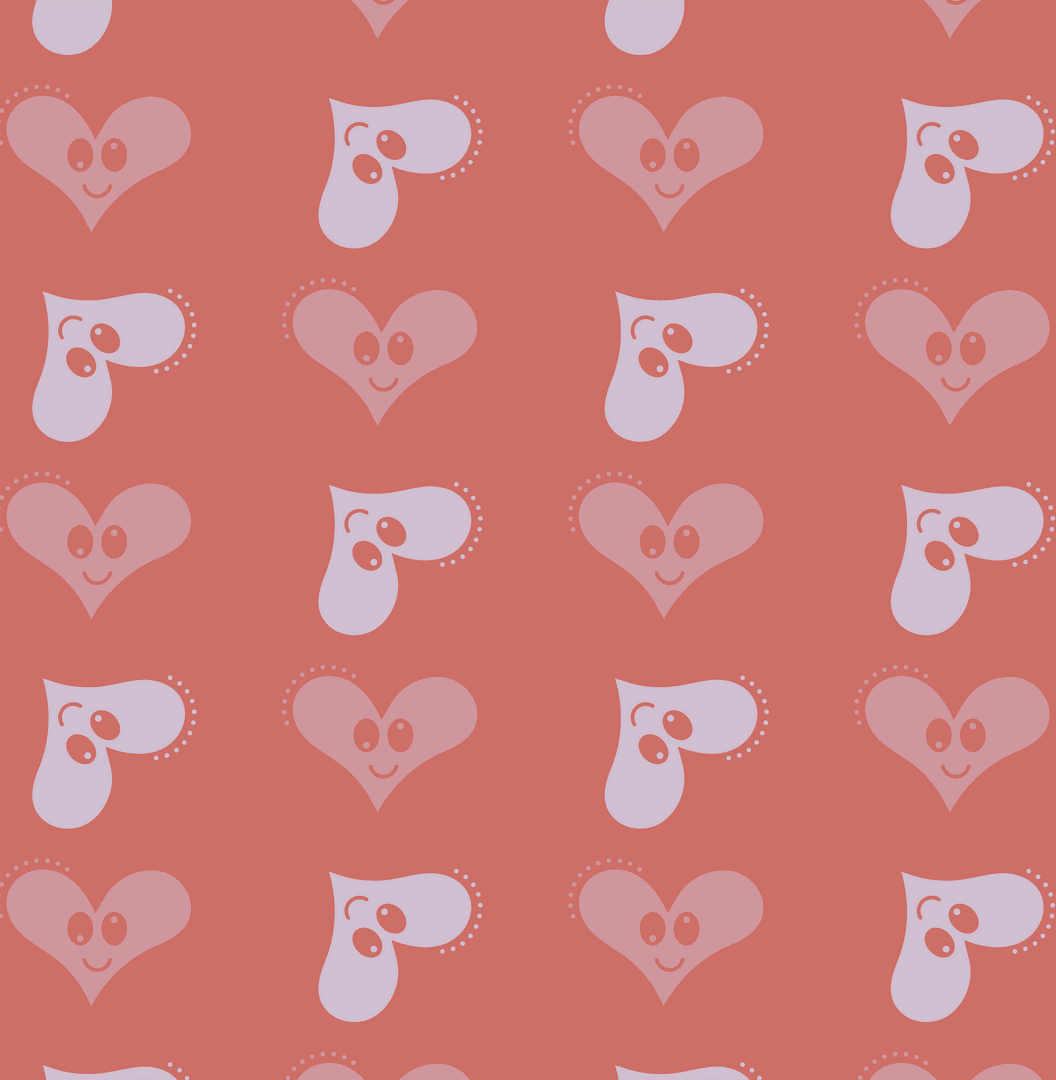 Transparent Valentines Pink Heart Pattern with Smiling Faces