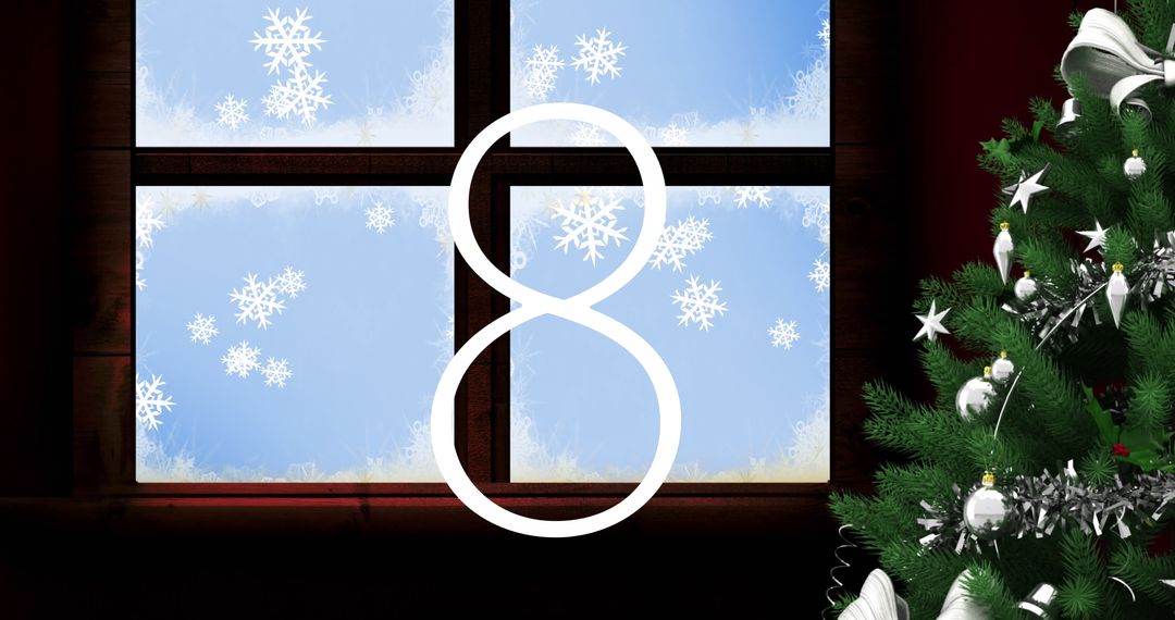 Christmas Countdown with Tree and Snowflakes by Window