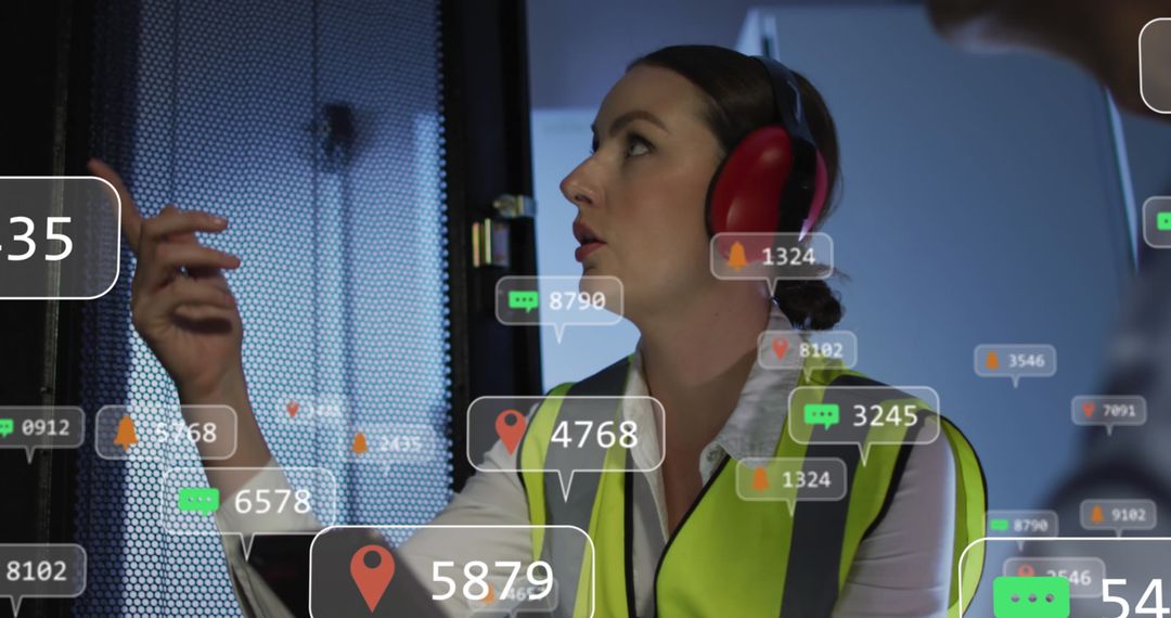 IT Engineer Surrounded by Digital Social Media Icons