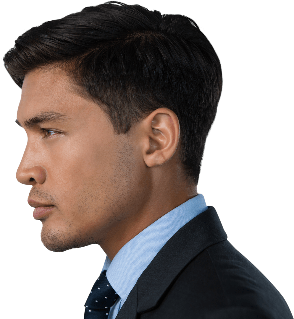 Transparent Professional Side Profile of Young Businessman