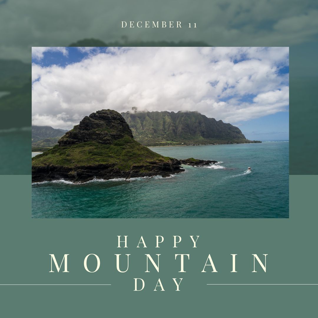 Scenic Ocean and Mountain Landscape Celebrating Mountain Day