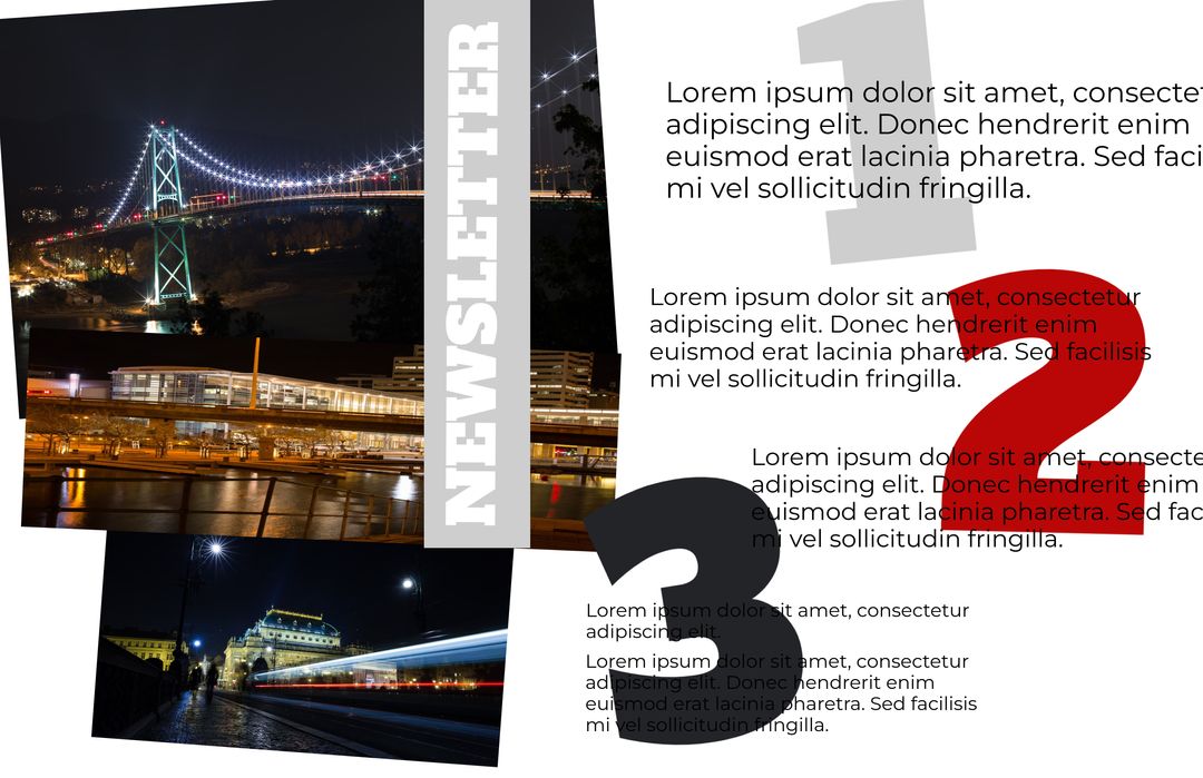 Urban Exploration Newsletter Template with Night Bridge View for Blogs and Events - Download Free Stock Templates Pikwizard.com