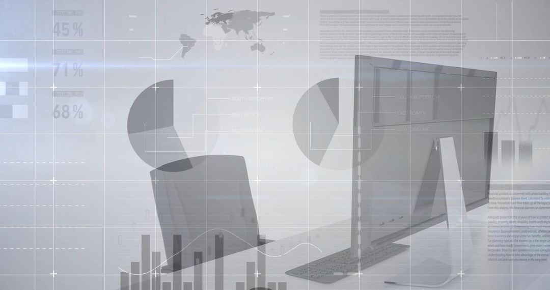 Digital Financial Data Overlay in Modern Office Setup