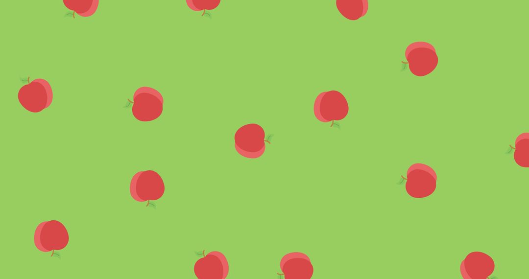 Rotating Red Apples on Green Background Seamless Loop