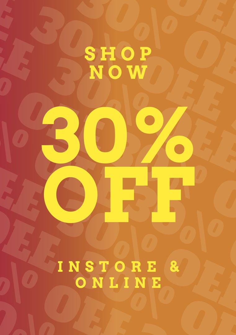 Bold 30 percent Off Discount Offer, Gradient Background - Download Free Stock Templates Pikwizard.com