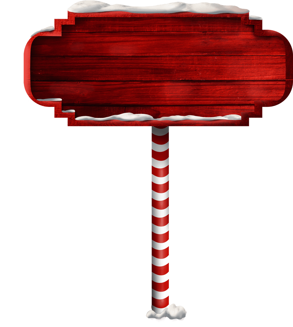 Transparent Red Holiday Sign with Snowy Details for Winter Decor