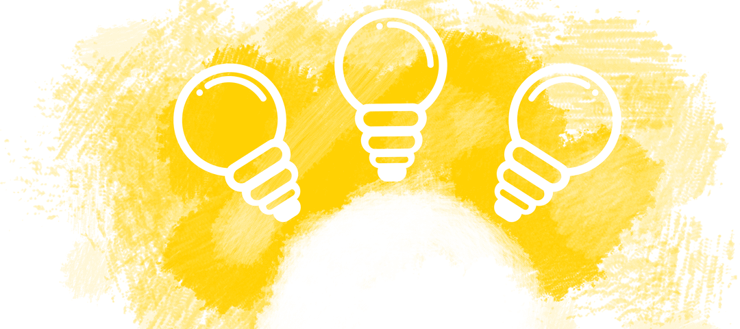 Three Light Bulbs on Yellow Transparent Spray Paint Concept Illustration