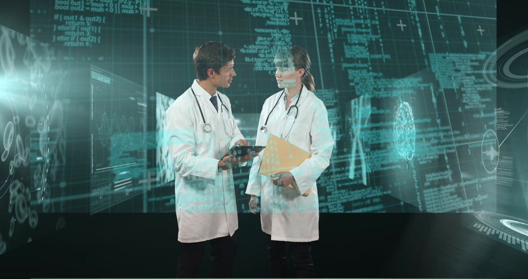 Doctors Discussing Healthcare Data in Digital Environment
