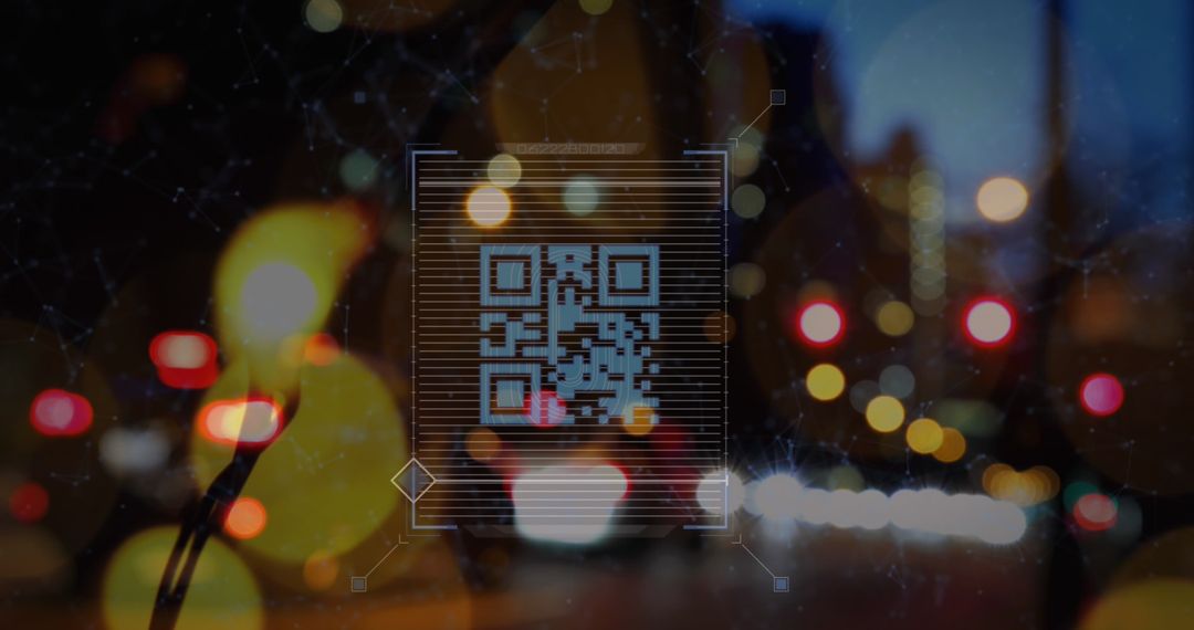 Digital QR Code Overlay in Urban Cityscape