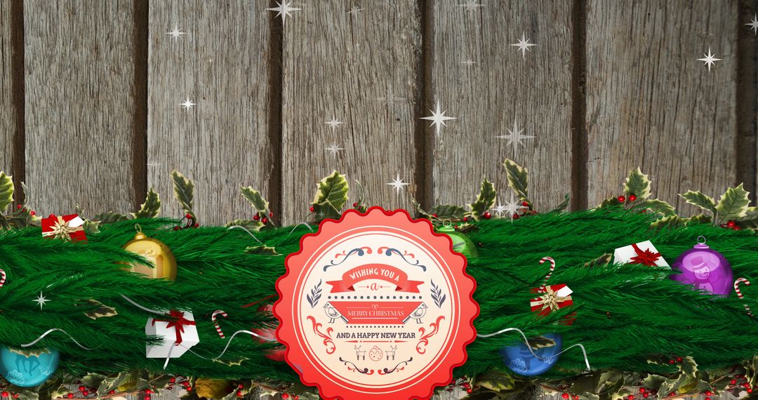Christmas Greetings Garland with Festive Ornaments and Text