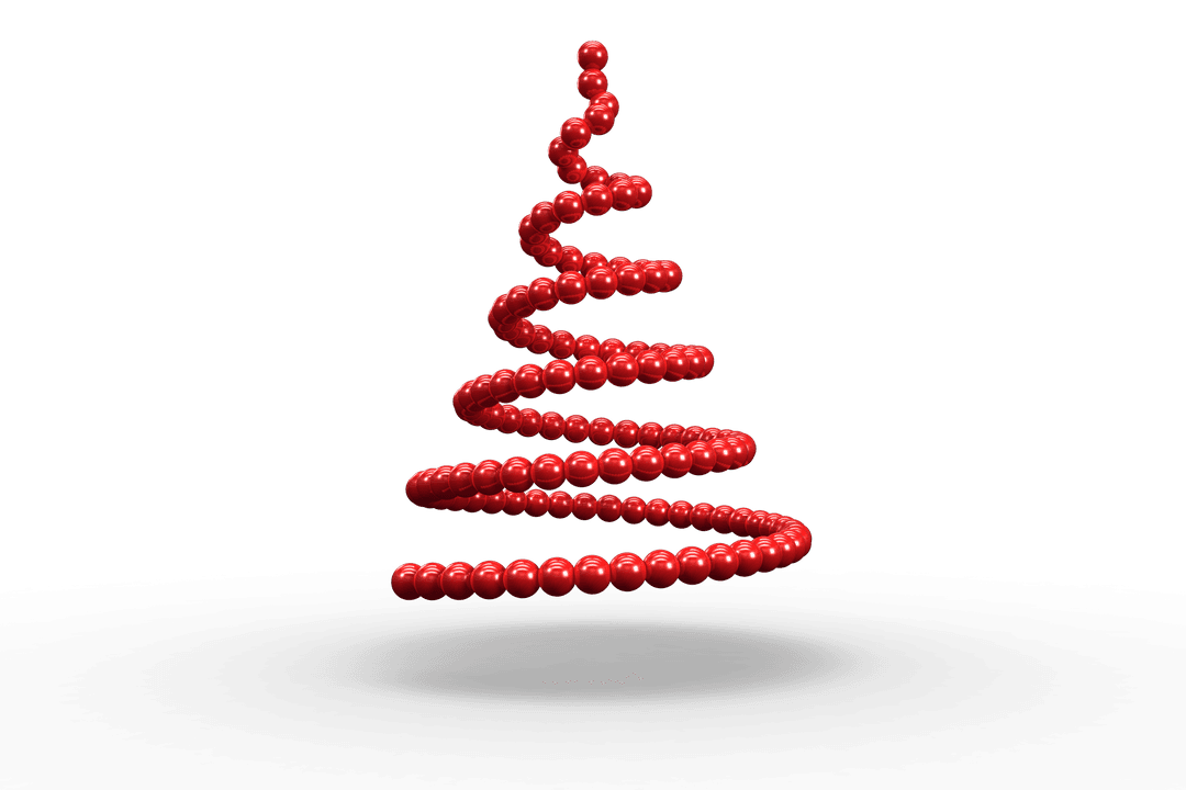 Transparent Spiral Christmas Tree Design with Red Ornaments