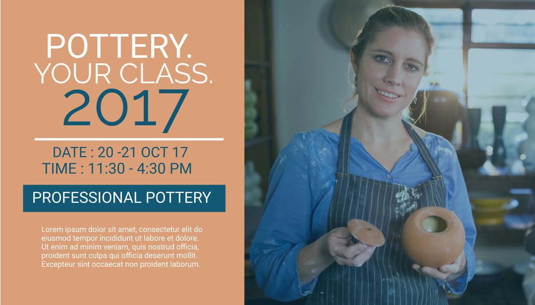 Creative Pottery Class Promotion Featuring Experienced Potter