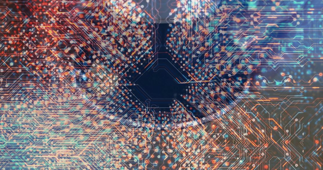 Futuristic Circuitry with Glowing Circuit Traces