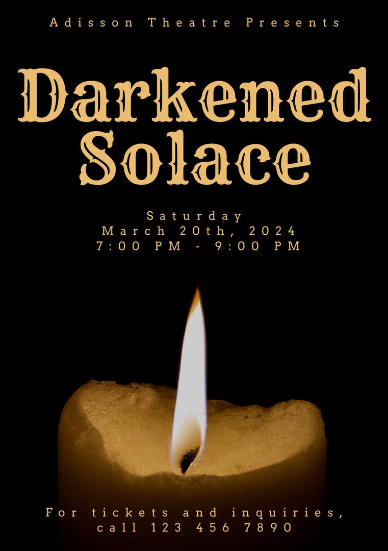 Candle Lit Darkened Solace Theatre Event Poster - Download Free Stock Templates Pikwizard.com