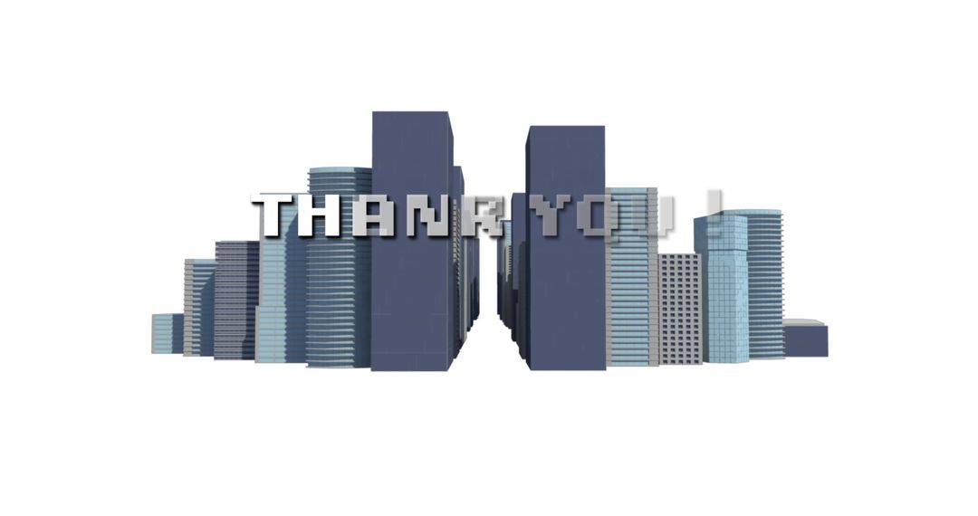 Modern Cityscape with Thank You Text Overlay