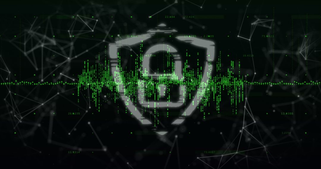 Digital Security Lock Symbol with Data Waveforms