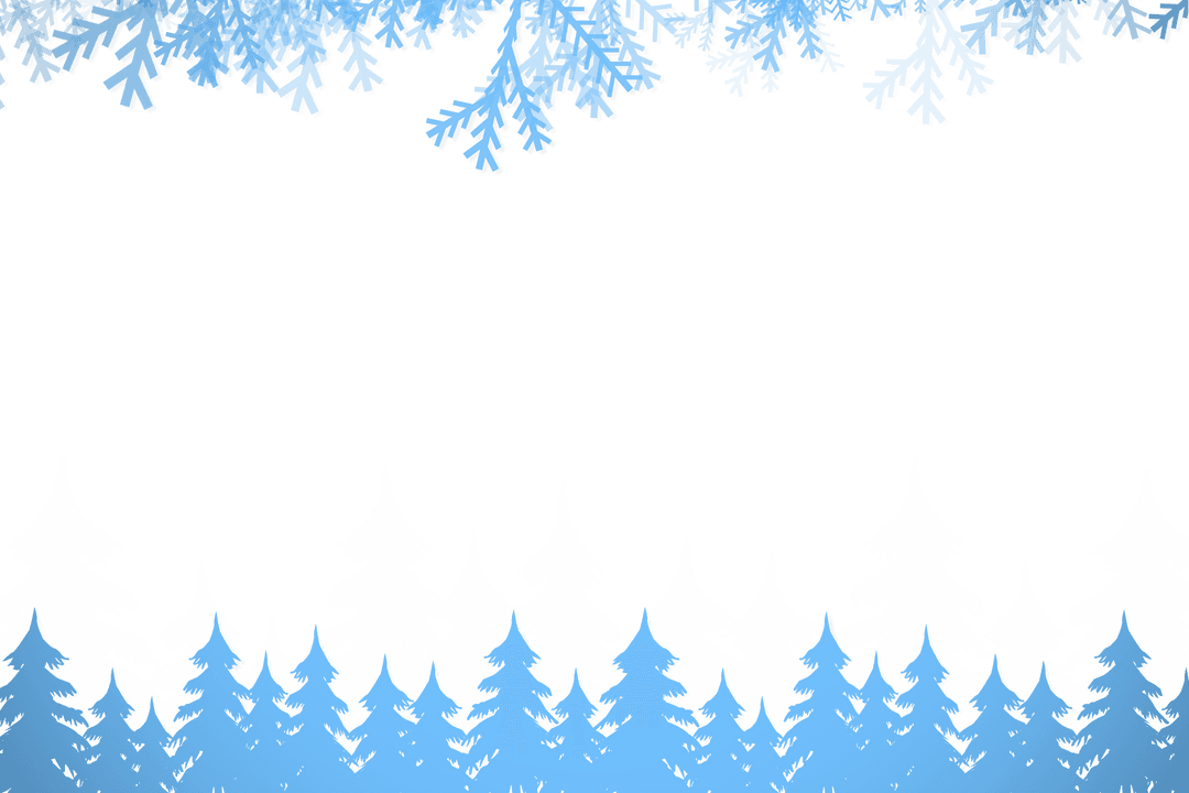 Blue and White Christmas Trees Illustration on Transparent Background