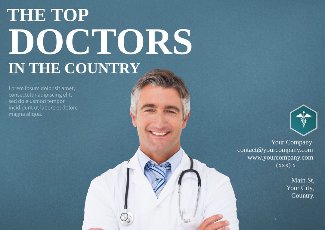 Senior Male Doctor with Stethoscope Smiling Against Blue Background -  Download Free Template from Pikwizard