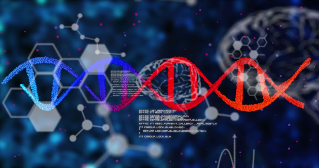 Digital DNA with Data Overlaid on Brain Illustrations