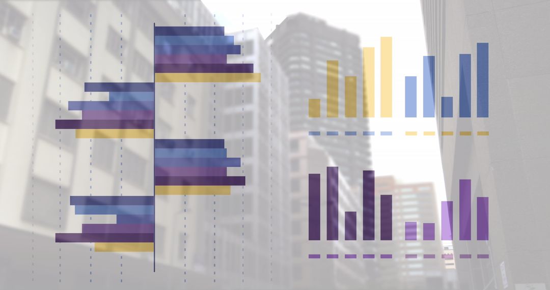 Financial Data Visualization Over Cityscape for Global Business Insights