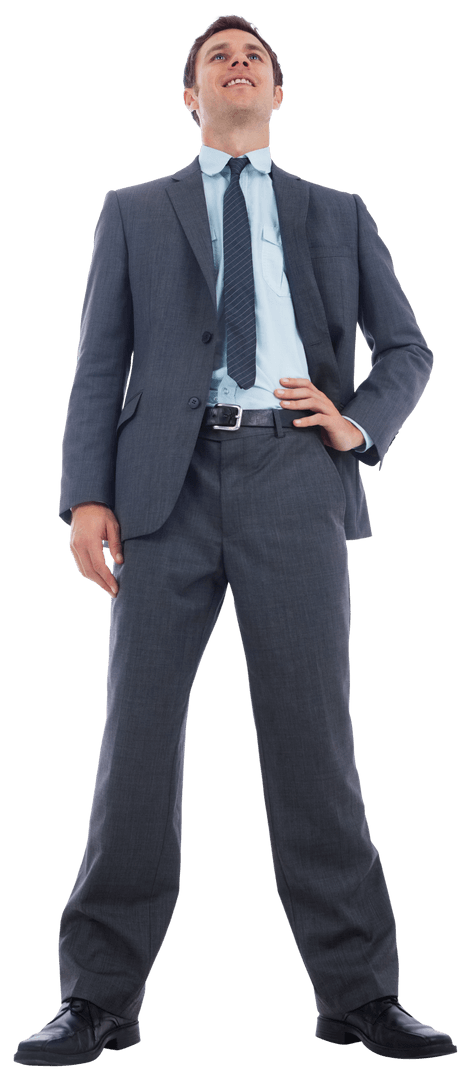 Confident Businessman in Suit Standing Proudly Transparent Background