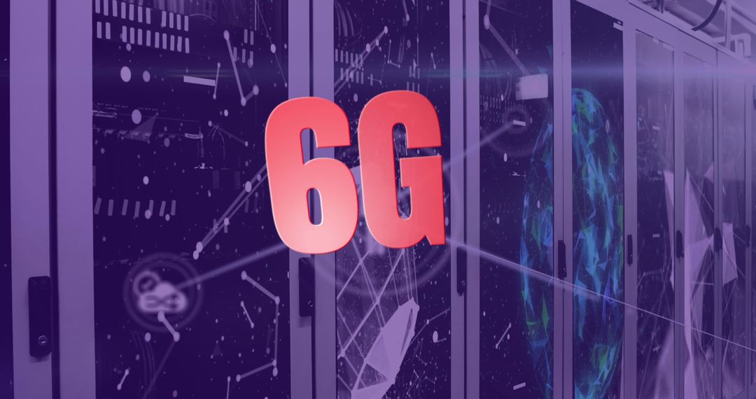 6G Network Connections in Futuristic Server Room Setting