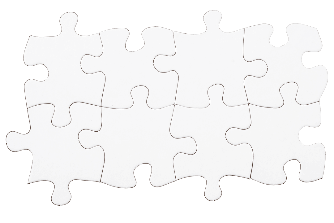 White Puzzle Pieces with Transparent Background Enhancing Clarity