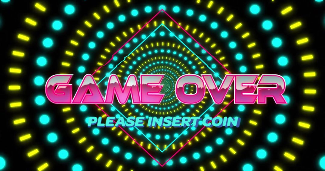 Retro Game Over Screen with Neon Tunnel Effect
