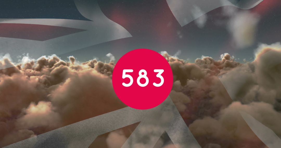 Counter Display Over United Kingdom Flag and Clouds in Digital Background