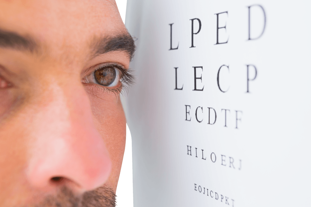 Focused Transparent Eye Chart Examining Patient Outdoors