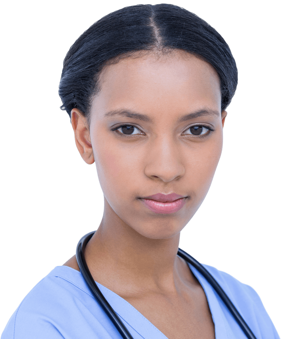 Confident Female Surgeon with Stethoscope on Transparent Background