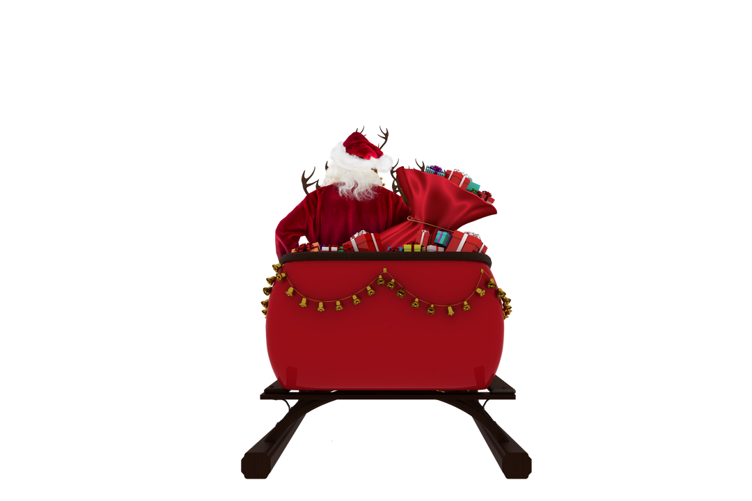 Transparent Rear View of Santa Claus on Sled with Gifts - Download Free Stock Images Pikwizard.com