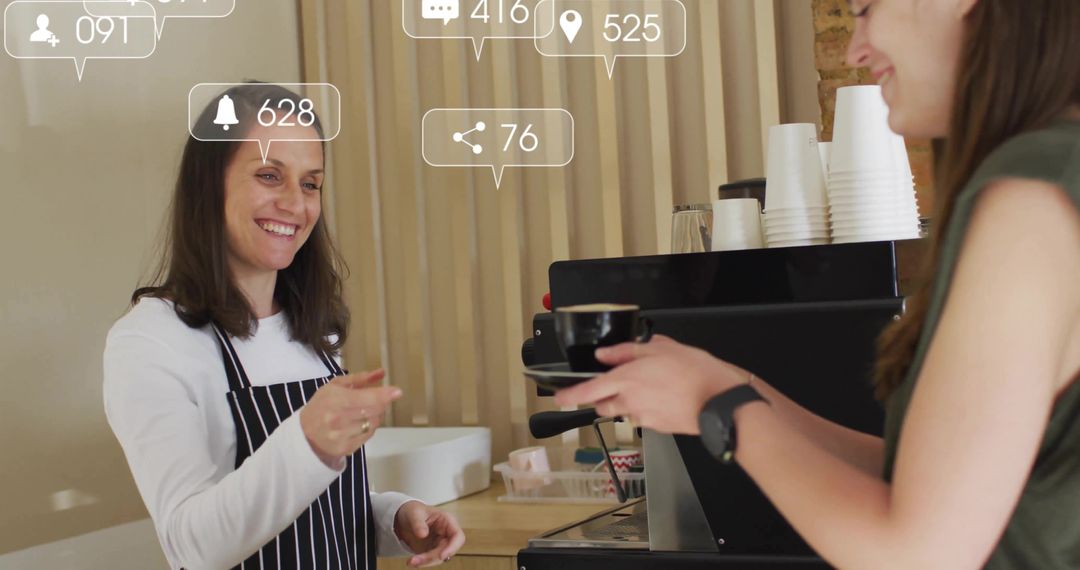 Barista Serving Customer Coffee in Trendy Café Setting